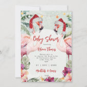 kerst flamingo baby shower uitnodiging (Voorkant)