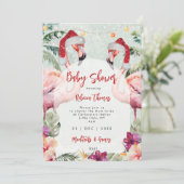 kerst flamingo baby shower uitnodiging (Staand voorkant)