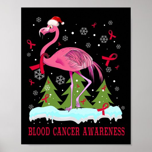 Kerst Flamingo Bloedkanker Bewustzijn Geschenk Poster (Voorkant)