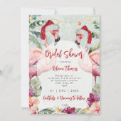 Kerst Flamingo Bruids Douche Uitnodiging (Voorkant)