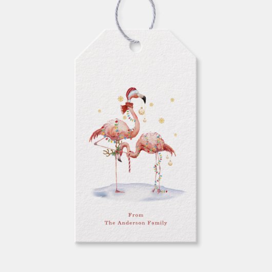 Kerst Flamingo Cadeau Labels Cadeaulabel (Voorkant)