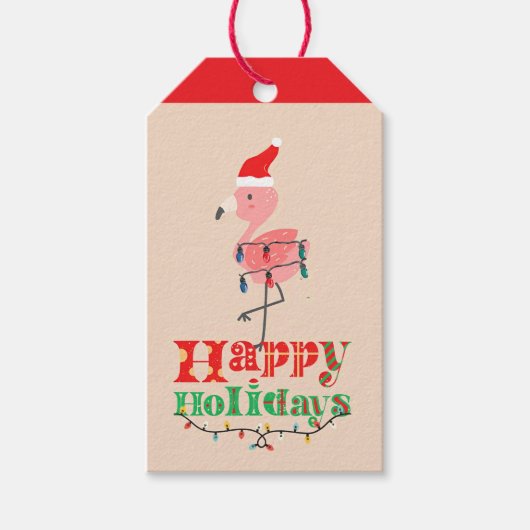 Kerst flamingo cadeaulabel (Voorkant)