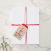 Kerst flamingo cadeaulabel (Met Touw)
