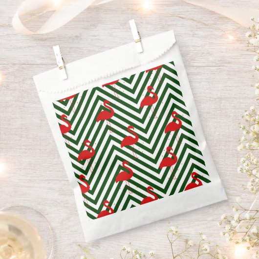 Kerst Flamingo Chevron Groen Bedankzakje (Geknipt)