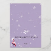 Kerst Flamingo Glans Paars Folie Uitnodiging (Achterkant)