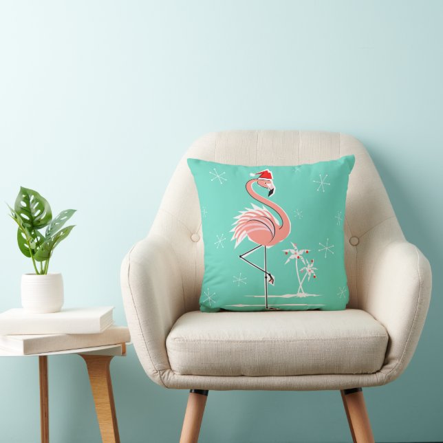 Kerst Flamingo gooien kussen (Stoel)