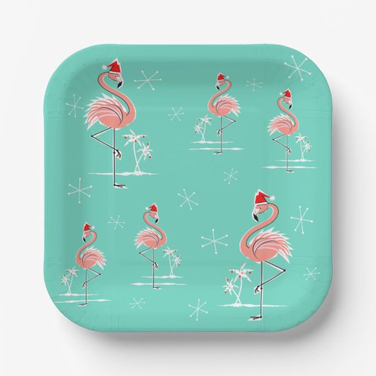 Kerst Flamingo Group plein Papieren Bordje (Voorkant)