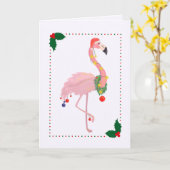 Kerst Flamingo Kerstmannenhoed Kaart (Gele Bloem)