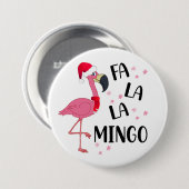Kerst Flamingo Knop Ronde Button 7,6 Cm (Voorkant /achterkant)