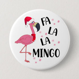 Kerst Flamingo Knop Ronde Button 7,6 Cm