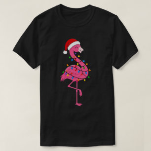 Kerst Flamingo Lichten Tropisch Vakantie T-shirt