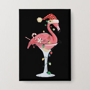 Kerst Flamingo Lichtjes Xmas Tropisch Dier  Button