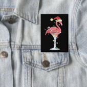 Kerst Flamingo Lichtjes Xmas Tropisch Dier  Button (Insitu)
