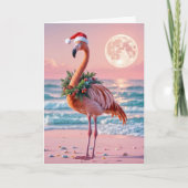 Kerst flamingo met vakantie krans kaart (Voorkant)