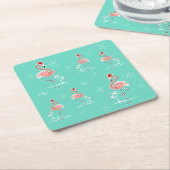 Kerst Flamingo Multi coaster vierkant Kartonnen Onderzetters (Schuin)