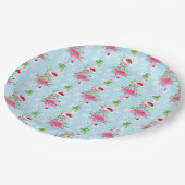 Kerst Flamingo Patroon Blauw Papieren Bordje (Gekanteld)