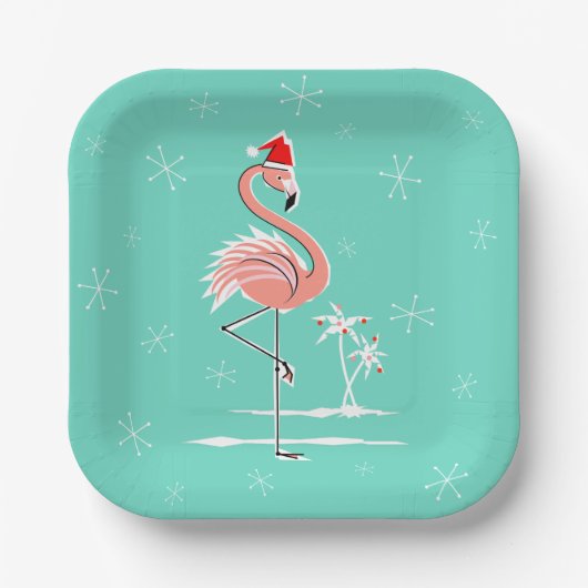 Kerst Flamingo plein Papieren Bordje (Voorkant)