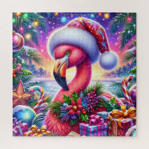 Kerst Flamingo Puzzel