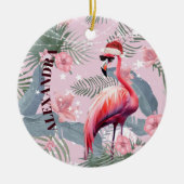 Kerst Flamingo Santa Hoed Tropisch Keramisch Ornament (Voorkant)