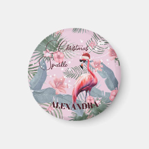Kerst Flamingo Santa Hoed Tropisch Magneet