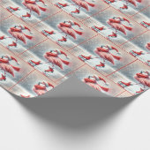 Kerst Flamingo schaatsen Cadeaupapier (Hoek)