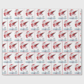 Kerst Flamingo schaatsen Cadeaupapier (Vlak)