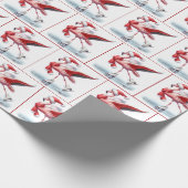 Kerst Flamingo schaatsen Cadeaupapier (Hoek)