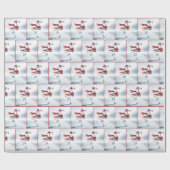 Kerst Flamingo schaatsen Cadeaupapier (Vlak)