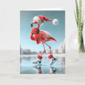 Kerst Flamingo schaatsen Kaart (Voorkant)
