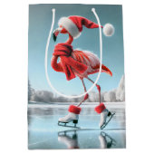 Kerst Flamingo schaatsen Medium Cadeauzakje (Voorkant)