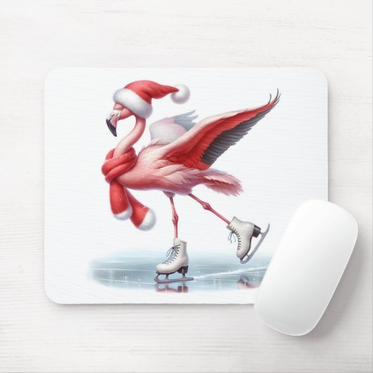 Kerst Flamingo schaatsen Muismat (Met muis)