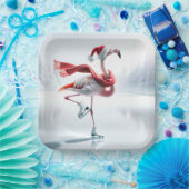 Kerst Flamingo schaatsen Papieren Bordje (Feest)