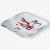 Kerst Flamingo schaatsen Papieren Bordje (Gebogen)