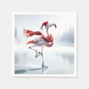 Kerst Flamingo schaatsen Servet