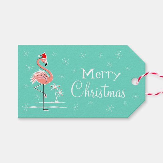 Kerst Flamingo side cadeau labels Cadeaulabel (Voorkant (Horizontaal))