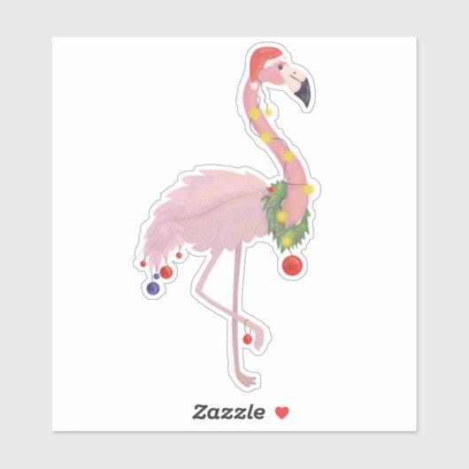Kerst Flamingo Sticker (Vel)