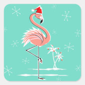 Kerst Flamingo sticker plein (Voorkant)
