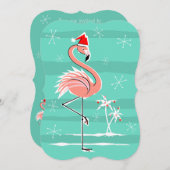 Kerst Flamingo Stripe uitnodiging verticaal (Voorkant / Achterkant)