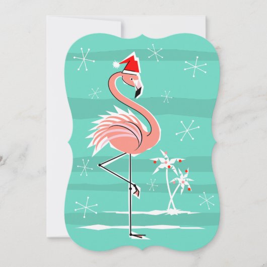 Kerst Flamingo Stripe uitnodiging verticaal (Voorkant)