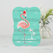 Kerst Flamingo Stripe uitnodiging verticaal (Staand voorkant)