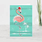 Kerst Flamingo Stripe Vrolijk Kerstfeest Feestdagen Kaart (Voorkant)