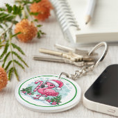 Kerst Flamingo Sublimatie Clipart Sleutelhanger (Voorkant Rechts)