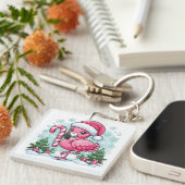 Kerst Flamingo Sublimatie Clipart  Sleutelhanger (Voorkant Rechts)