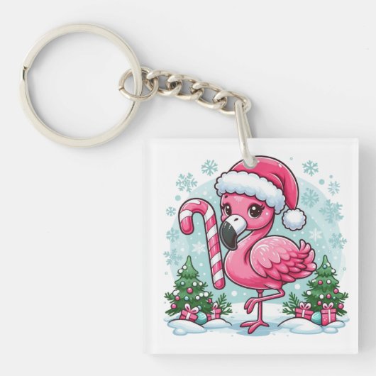 Kerst Flamingo Sublimatie Clipart  Sleutelhanger (voorkant)