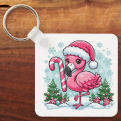 Kerst Flamingo Sublimatie Clipart Sleutelhanger (Voorkant)