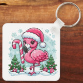 Kerst Flamingo Sublimatie Clipart Sleutelhanger (Achterkant)