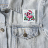 Kerst Flamingo Sublimatie Clipart Vierkante Button 5,1 Cm (In situ)