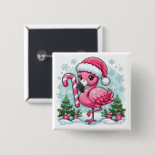 Kerst Flamingo Sublimatie Clipart Vierkante Button 5,1 Cm (Voorkant /achterkant)