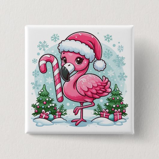Kerst Flamingo Sublimatie Clipart Vierkante Button 5,1 Cm (Voorkant)