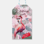 Kerst Flamingo Tropical Lights Cadeaulabel (Voorkant)